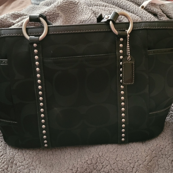 Coach Accessories - Coach Signature & Patent Leather Gold Canvas Tote